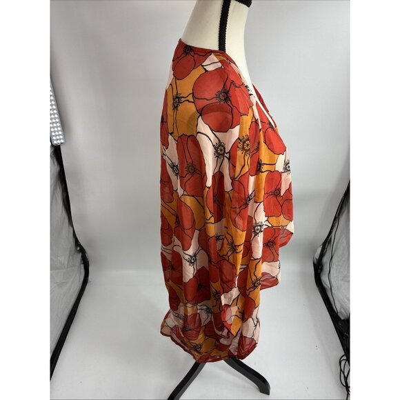 Steve Madden Womens One Size Floral Kimono Swim Cover Up Sheer Lightweight Wrap - Picture 3 of 7